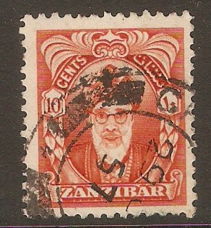 Zanzibar 1952 10c Red-orange. SG340.